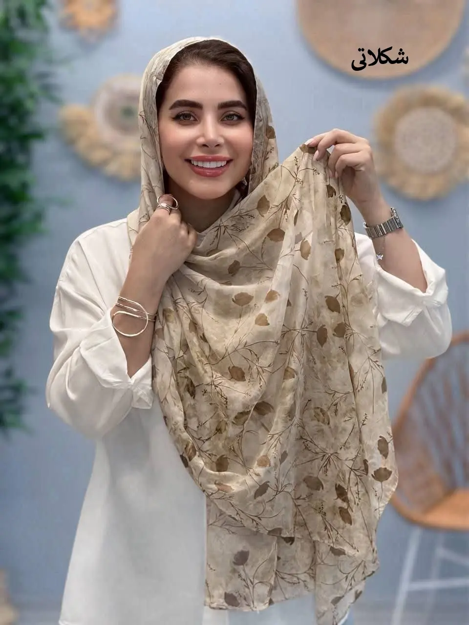 3457-شال حریر مخملی